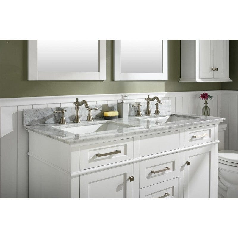 Legion Furniture WLF2254-W 54 Inch White Finish Double Sink Vanity Cabinet with Carrara White Top - ShopHubDepot