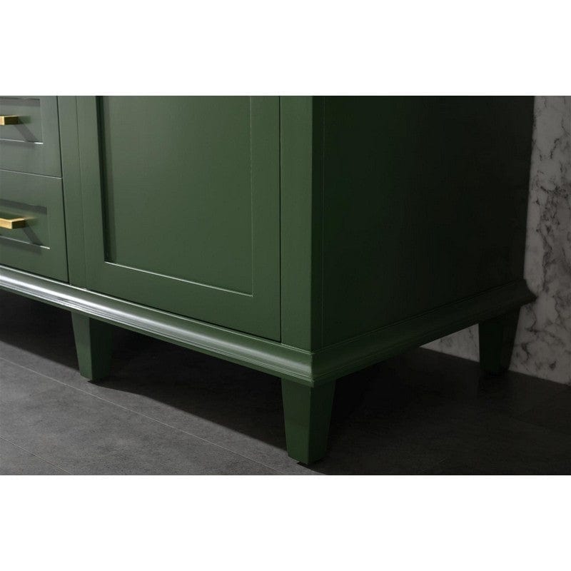 Legion Furniture WLF2260D-VG 60 Inch Vogue Green Finish Double Sink Vanity Cabinet with Carrara White Top - ShopHubDepot