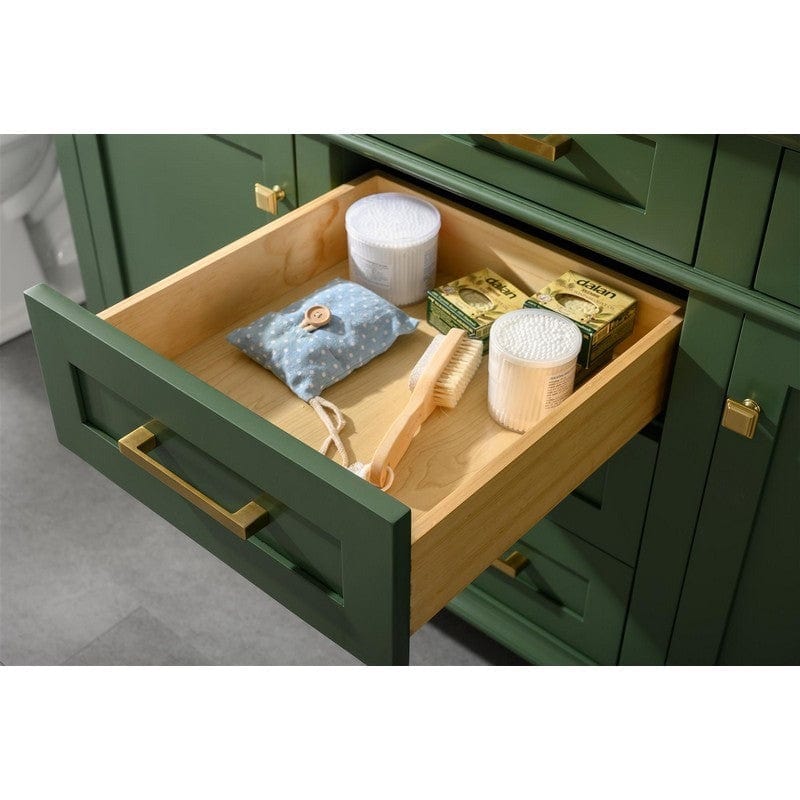 Legion Furniture WLF2260D-VG 60 Inch Vogue Green Finish Double Sink Vanity Cabinet with Carrara White Top - ShopHubDepot