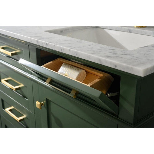 Legion Furniture WLF2260D-VG 60 Inch Vogue Green Finish Double Sink Vanity Cabinet with Carrara White Top - ShopHubDepot