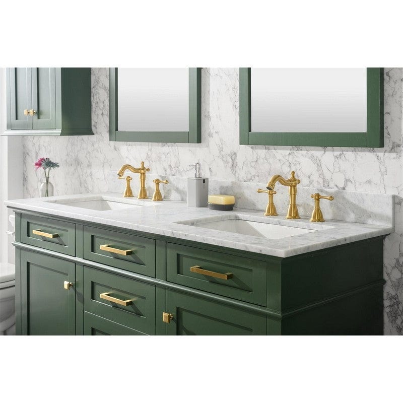 Legion Furniture WLF2260D-VG 60 Inch Vogue Green Finish Double Sink Vanity Cabinet with Carrara White Top - ShopHubDepot