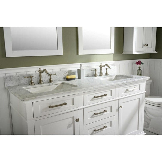 Legion Furniture WLF2260D-W 60 Inch White Finish Double Sink Vanity Cabinet with Carrara White Top - ShopHubDepot