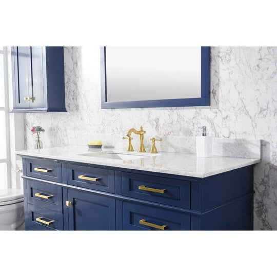 Legion Furniture WLF2260S-B 60 Inch Blue Finish Single Sink Vanity Cabinet with Carrara White Top - ShopHubDepot