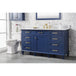 Legion Furniture WLF2260S-B 60 Inch Blue Finish Single Sink Vanity Cabinet with Carrara White Top - ShopHubDepot