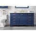 Legion Furniture WLF2260S-B 60 Inch Blue Finish Single Sink Vanity Cabinet with Carrara White Top - ShopHubDepot