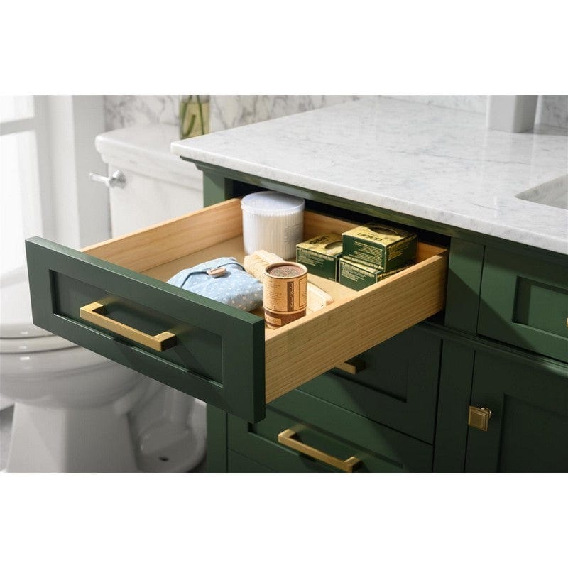 Legion Furniture WLF2260S-VG 60 Inch Vogue Green Finish Single Sink Vanity Cabinet with Carrara White Top - ShopHubDepot