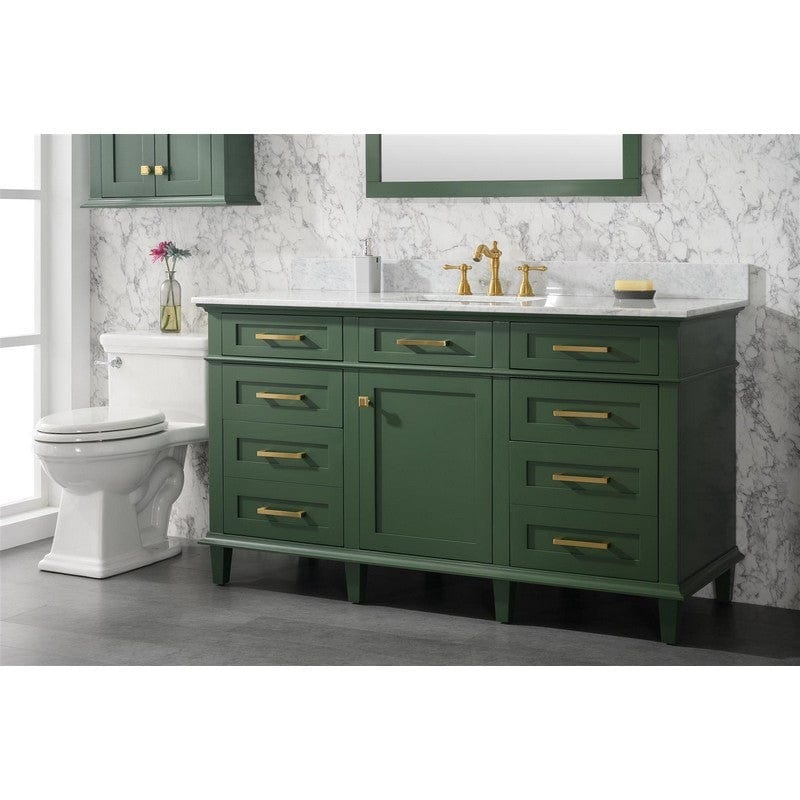 Legion Furniture WLF2260S-VG 60 Inch Vogue Green Finish Single Sink Vanity Cabinet with Carrara White Top - ShopHubDepot