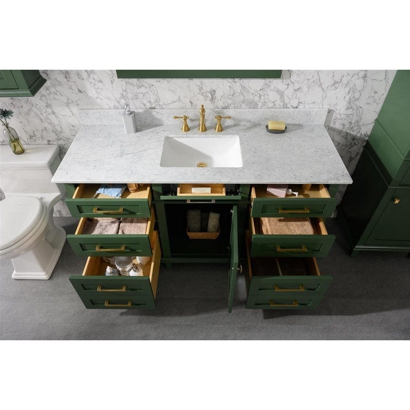 Legion Furniture WLF2260S-VG 60 Inch Vogue Green Finish Single Sink Vanity Cabinet with Carrara White Top - ShopHubDepot