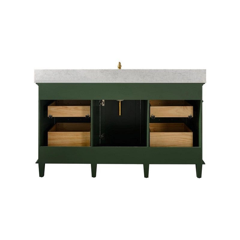 Legion Furniture WLF2260S-VG 60 Inch Vogue Green Finish Single Sink Vanity Cabinet with Carrara White Top - ShopHubDepot