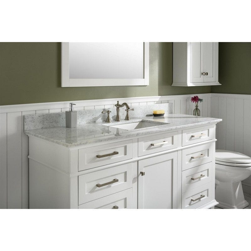 Legion Furniture WLF2260S-W 60 Inch White Finish Single Sink Vanity Cabinet with Carrara White Top - ShopHubDepot