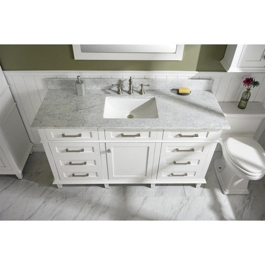 Legion Furniture WLF2260S-W 60 Inch White Finish Single Sink Vanity Cabinet with Carrara White Top - ShopHubDepot