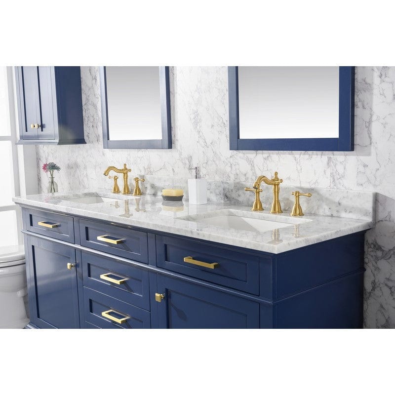 Legion Furniture WLF2272-B 72 Inch Blue Double Single Sink Vanity Cabinet with Carrara White Top - ShopHubDepot