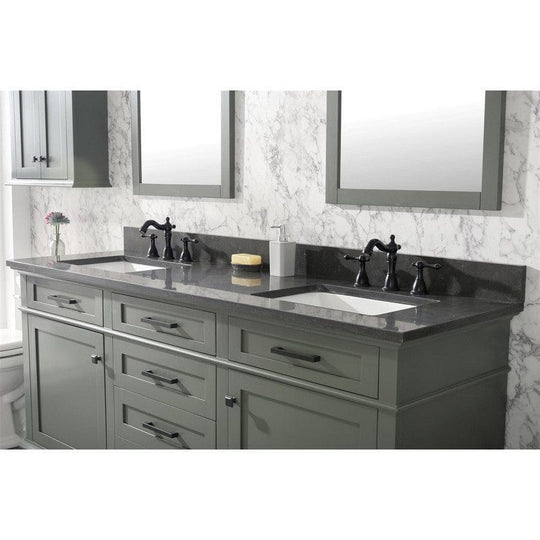 Legion Furniture WLF2272-PG 72 Inch Pewter Green Double Single Sink Vanity Cabinet with Blue Lime Stone Top - ShopHubDepot