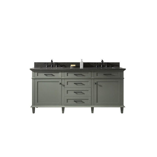 Legion Furniture WLF2272-PG 72 Inch Pewter Green Double Single Sink Vanity Cabinet with Blue Lime Stone Top - ShopHubDepot