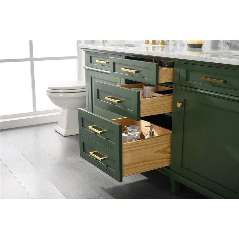 Legion Furniture WLF2272-VG 72 Inch Vogue Green Double Single Sink Vanity Cabinet with Carrara White Top - ShopHubDepot