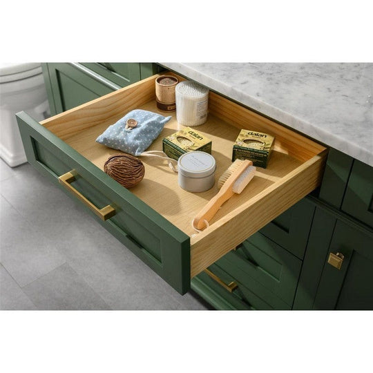 Legion Furniture WLF2272-VG 72 Inch Vogue Green Double Single Sink Vanity Cabinet with Carrara White Top - ShopHubDepot