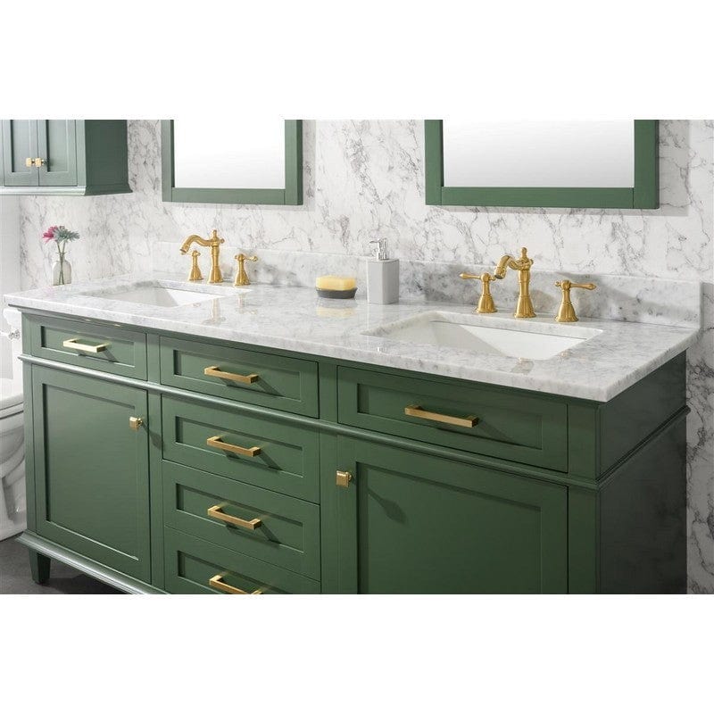 Legion Furniture WLF2272-VG 72 Inch Vogue Green Double Single Sink Vanity Cabinet with Carrara White Top - ShopHubDepot