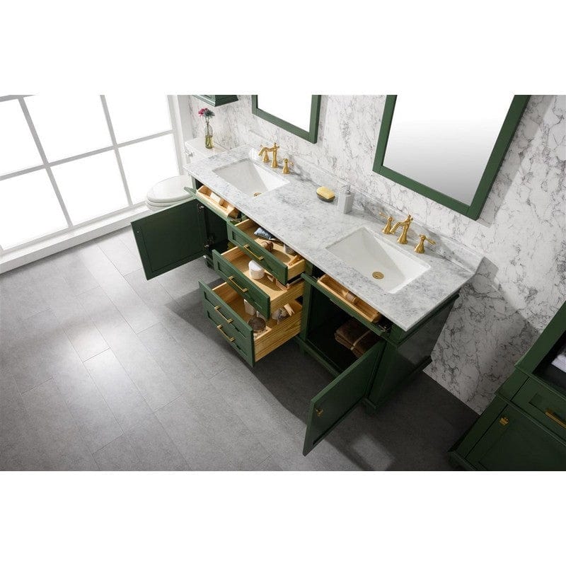 Legion Furniture WLF2272-VG 72 Inch Vogue Green Double Single Sink Vanity Cabinet with Carrara White Top - ShopHubDepot