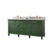 Legion Furniture WLF2272-VG 72 Inch Vogue Green Double Single Sink Vanity Cabinet with Carrara White Top - ShopHubDepot