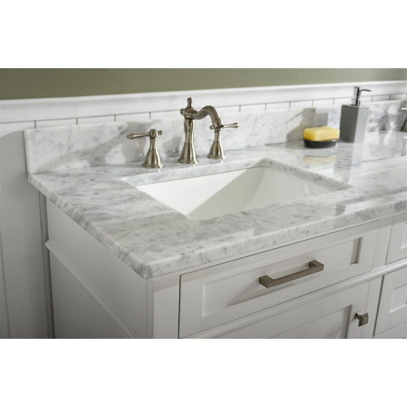 Legion Furniture WLF2272-W 72 Inch White Double Single Sink Vanity Cabinet with Carrara White Top - ShopHubDepot