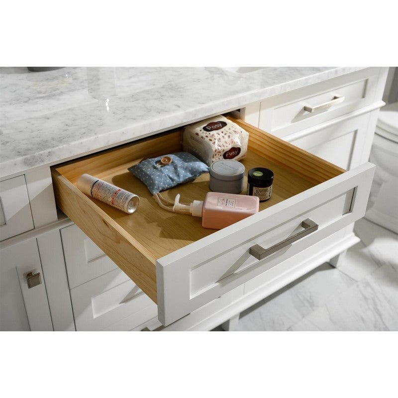 Legion Furniture WLF2272-W 72 Inch White Double Single Sink Vanity Cabinet with Carrara White Top - ShopHubDepot