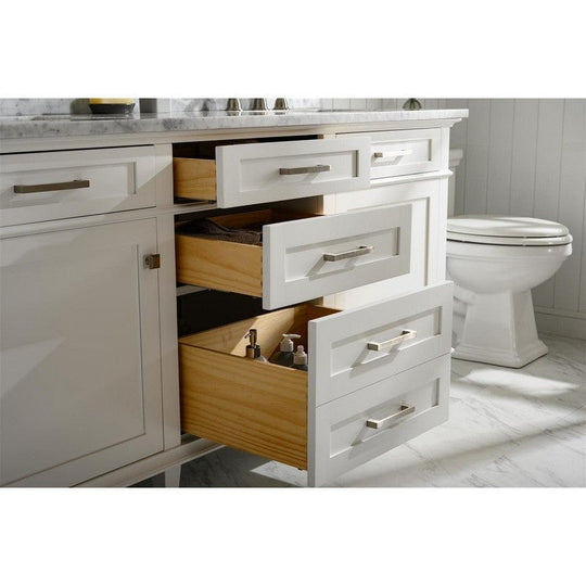 Legion Furniture WLF2272-W 72 Inch White Double Single Sink Vanity Cabinet with Carrara White Top - ShopHubDepot