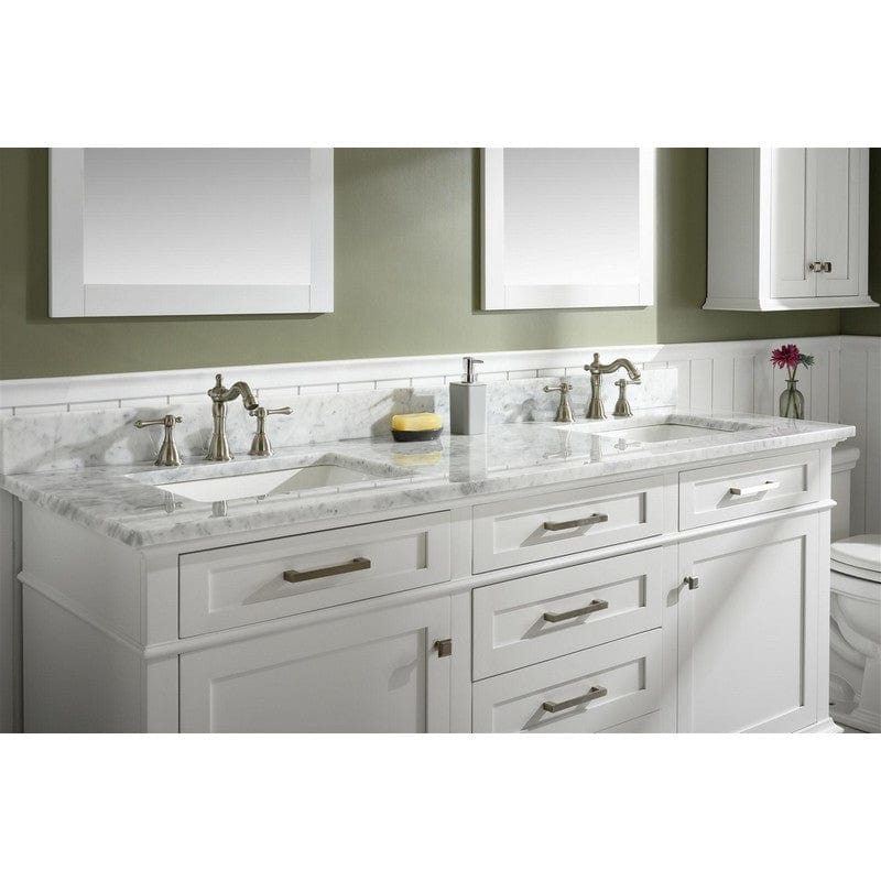 Legion Furniture WLF2272-W 72 Inch White Double Single Sink Vanity Cabinet with Carrara White Top - ShopHubDepot