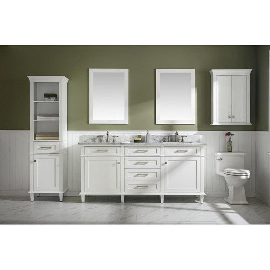 Legion Furniture WLF2272-W 72 Inch White Double Single Sink Vanity Cabinet with Carrara White Top - ShopHubDepot