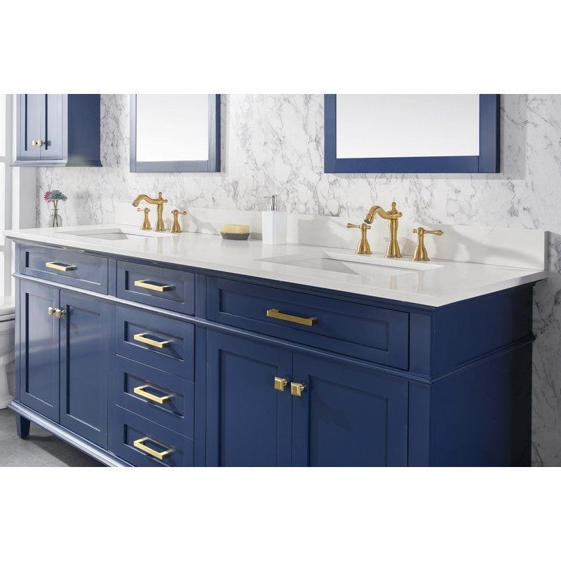 Legion Furniture WLF2280-B 80 Inch Blue Double Sink Vanity Cabinet with Carrara White Quartz Top - ShopHubDepot