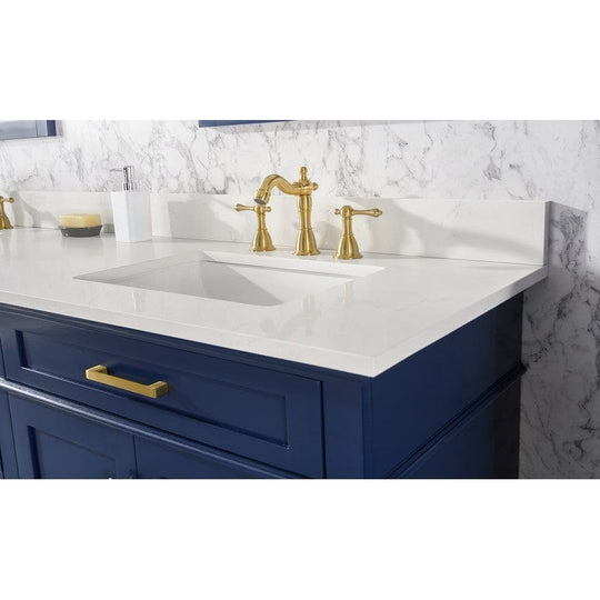 Legion Furniture WLF2280-B 80 Inch Blue Double Sink Vanity Cabinet with Carrara White Quartz Top - ShopHubDepot