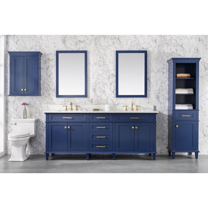 Legion Furniture WLF2280-B 80 Inch Blue Double Sink Vanity Cabinet with Carrara White Quartz Top - ShopHubDepot