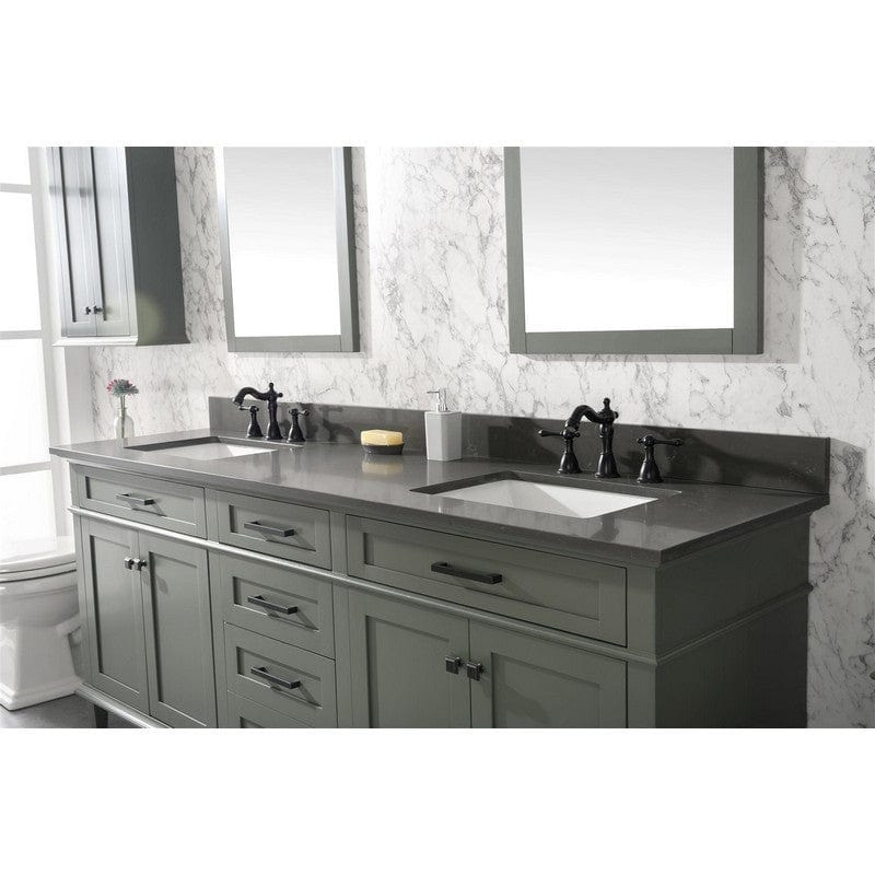 Legion Furniture WLF2280-PG 80 Inch Pewter Green Double Single Sink Vanity Cabinet with Blue Lime Stone Quartz Top - ShopHubDepot