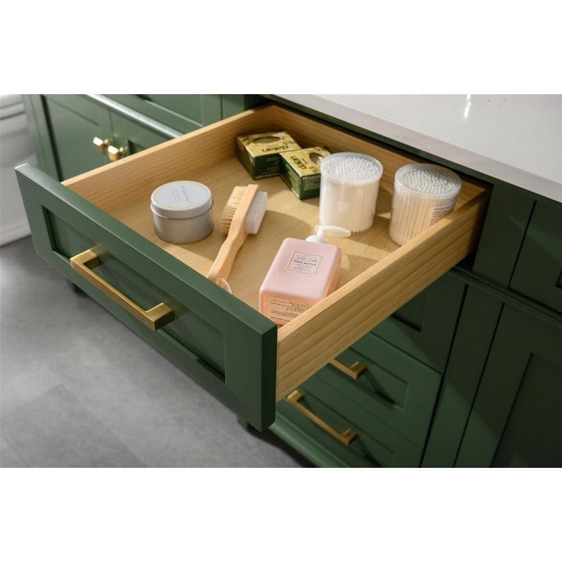 Legion Furniture WLF2280-VG 80 Inch Vogue Green Double Single Sink Vanity Cabinet with Carrara White Quartz Top - ShopHubDepot