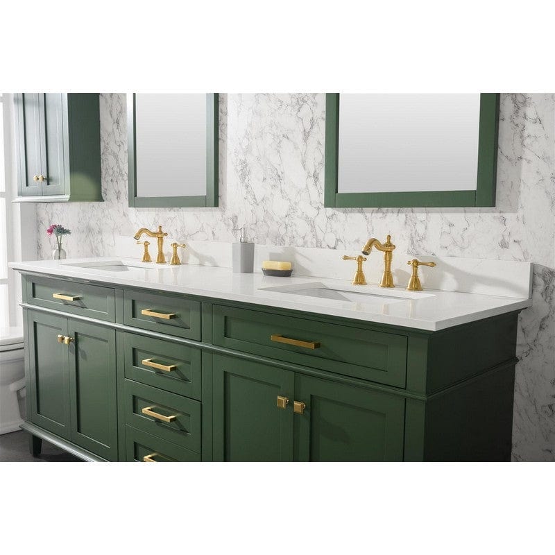 Legion Furniture WLF2280-VG 80 Inch Vogue Green Double Single Sink Vanity Cabinet with Carrara White Quartz Top - ShopHubDepot