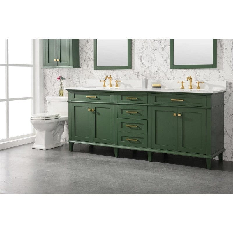 Legion Furniture WLF2280-VG 80 Inch Vogue Green Double Single Sink Vanity Cabinet with Carrara White Quartz Top - ShopHubDepot