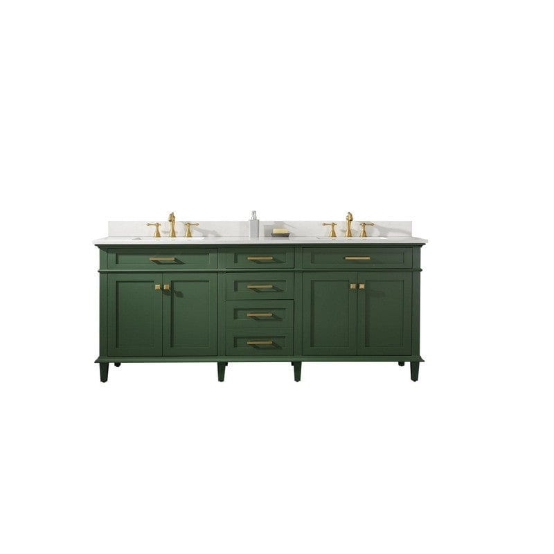 Legion Furniture WLF2280-VG 80 Inch Vogue Green Double Single Sink Vanity Cabinet with Carrara White Quartz Top - ShopHubDepot