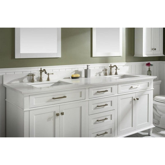 Legion Furniture WLF2280-W 80 Inch White Double Single Sink Vanity Cabinet with Carrara White Quartz Top - ShopHubDepot