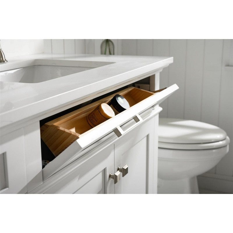 Legion Furniture WLF2280-W 80 Inch White Double Single Sink Vanity Cabinet with Carrara White Quartz Top - ShopHubDepot