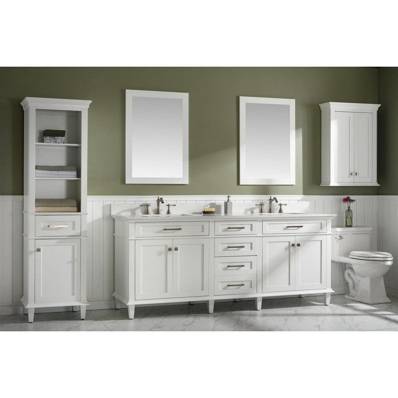 Legion Furniture WLF2280-W 80 Inch White Double Single Sink Vanity Cabinet with Carrara White Quartz Top - ShopHubDepot