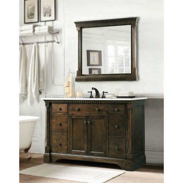 Legion Furniture WLF6036-48" 49 Inch Antique Coffee Vanity with Carrara White Top and Matching Backsplash, No Faucet - ShopHubDepot