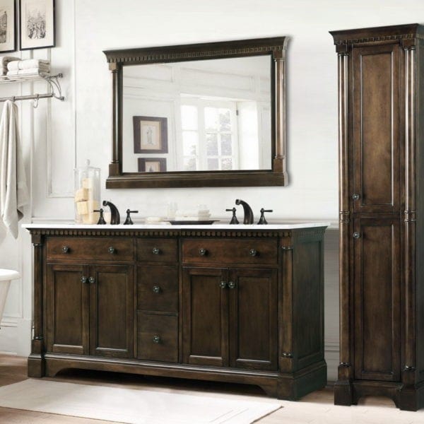 Legion Furniture WLF6036-60 61 Inch Antique Coffee Vanity with Carrara White Top and Matching Backsplash, No Faucet - ShopHubDepot