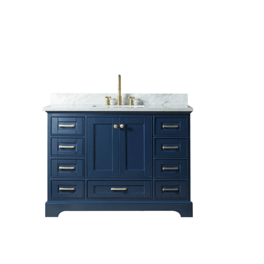 Legion Furniture WS3348-B 48 Inch Solid Wood Vanity in Blue, No Faucet - ShopHubDepot