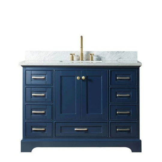 Legion Furniture WS3348-B 48 Inch Solid Wood Vanity in Blue, No Faucet - ShopHubDepot