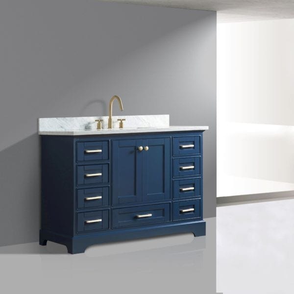 Legion Furniture WS3348-B 48 Inch Solid Wood Vanity in Blue, No Faucet - ShopHubDepot