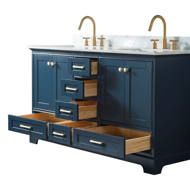 Legion Furniture WS3360-B 60 Inch Solid Wood Sink Vanity Without Faucet in Blue - ShopHubDepot