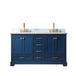 Legion Furniture WS3360-B 60 Inch Solid Wood Sink Vanity Without Faucet in Blue - ShopHubDepot