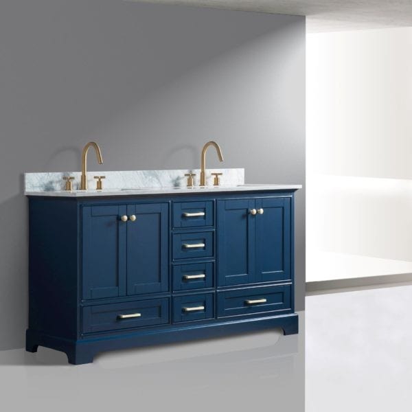 Legion Furniture WS3360-B 60 Inch Solid Wood Sink Vanity Without Faucet in Blue - ShopHubDepot