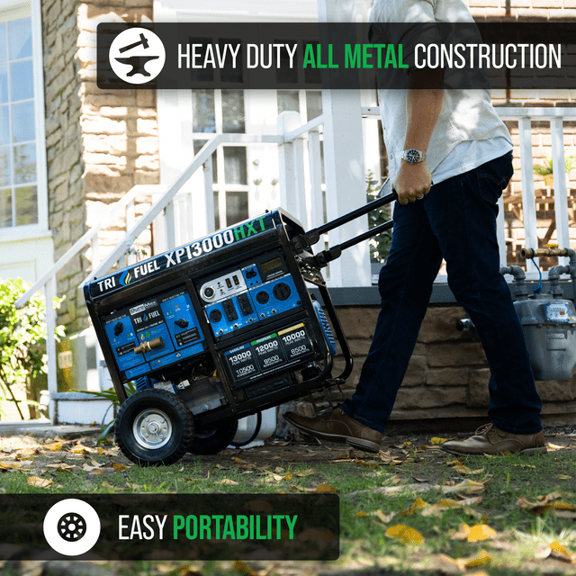 DuroMax 13,000 Watt Electric Start Tri-Fuel Portable Generator w/ CO Alert - XP13000HXT - ShopHubDepot
