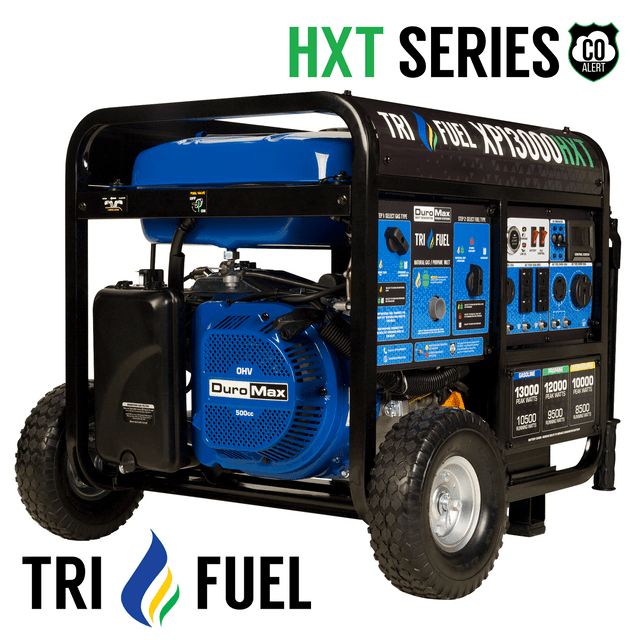 DuroMax 13,000 Watt Electric Start Tri-Fuel Portable Generator w/ CO Alert - XP13000HXT - ShopHubDepot