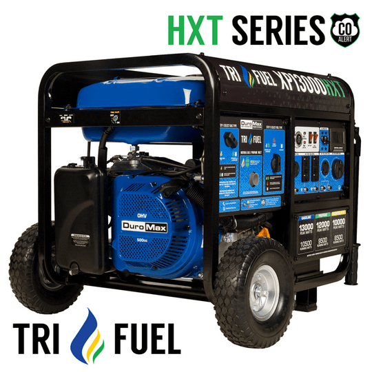 DuroMax 13,000 Watt Electric Start Tri-Fuel Portable Generator w/ CO Alert - XP13000HXT - ShopHubDepot